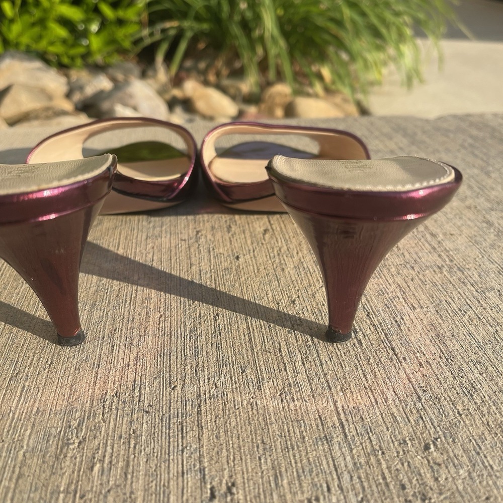 Prada Milano Slide Sandals Metallic Pink Gold Leather Open Toe Heel EU 38 US 7.5 - Picture 4 of 9